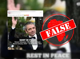 Check spelling or type a new query. Social Media Keeps Killing Rowan Atkinson But He S Still Not Dead Africa Check