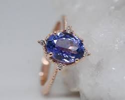 Vintage Hand Made Tanzanite Engagement Ring 1 2 Ct Oval Natural Tanzanite White Diamond Solid Rose Gold Yellow Gold White Gold Ring Vintage Engagement Rings Tanzanite Engagement Ring Tanzanite Engagement