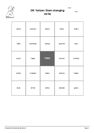 ok verben stem changing verbs bingo sheet quickworksheets