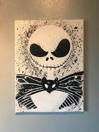 Turn your home, office, or studio into an art gallery, minus the snooty. Jack Skeleington Nightmare Before Christmas Canvas Nightmare Before Christmas Drawings Halloween Painting Canvas Art