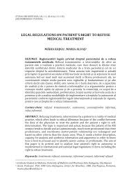 Consultanta juridica codul muncii 2016, asistenta 61 angajatorul poate dispune concedierea pentru motive care ţin de persoana salariatului în următoarele situaţii: Pdf Legal Regulations On Patient S Right To Refuse Medical Treatment Maria Rajka 1 Maria Aluas 2