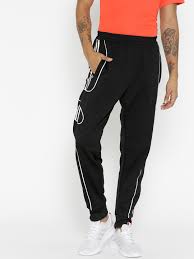 adidas originals men black white printed flame strike joggers