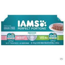 The recall only effects iams canned cat food distributed in the united states and canada, taylor says. Iams Perfect Portions Grain Free Indoor Pate Salmon Turkey Recipes Premium Wet Cat Food 2 6oz 12ct Variety Pack Target