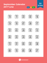 Download September Calendar 2017 Line Icon Pack Available In Svg Png Eps Ai Icon Fonts August Calendar October Calendar Calendar Icon