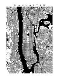Black And White Nyc Prints Manhattan Map Print Black And White New York Poster Etsy In 2020 Map Wall Art Manhattan Map City Map Art
