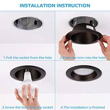 They are easy to install and look good. Torchstar 12 Pack 6 Inch Recessed Can Light Trim Oil Rubbed Bronze Metal Step Baffle Trim