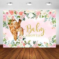 From baby shower invitations to buffet table food tent cards, find the exact coordinating pieces for your party. Giraffe Baby Shower Backdrop Pink Floral Jungle Giraffe Girl Baby Shower Party Decorations Photography Background Supplies Background Aliexpress