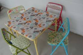 Recovering Folding Table And Chairs Card Table Makeover Card Table And Chairs Kids Folding Table