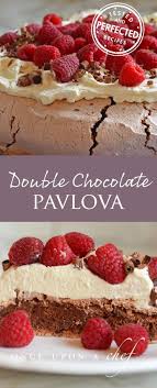 Double Chocolate Pavlova With Marscapone Whipped Cream Raspberries Recipe Chocolate Pavlova Pavlova Desserts