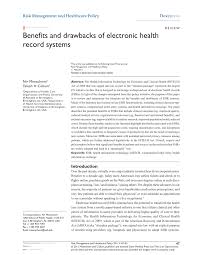 Pdf Benefits And Drawbacks Of Electronic Health Record Systems