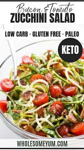 Zucchini Noodle Salad Recipe With Bacon Tomatoes Low Carb Paleo Salad Recipes With Bacon Zucchini Noodles Salad Zucchini Noodles Salad Recipe