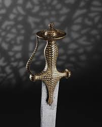 fine gold-inlaid steel sword (tulwar ...