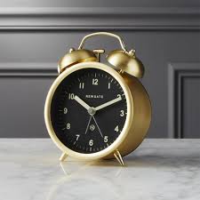 Shop Charlie Gold Alarm Clock Rise And Shine With This Modern Take On An Old School Wake Up Call Brushed Gold Finish J Alarm Clock Wall Clock Modern Clock