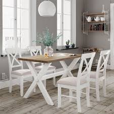Shop items you love at overstock, with free shipping on everything* and easy returns. 5 Pieces Farmhouse Rustic Wood Kitchen Dining Table Set With Upholstered 4 X Back Chairs White Beige 12 Options Available Walmart Com Walmart Com