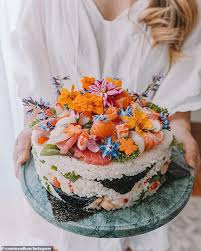Touch device users, explore by touch or with swipe gestures. Connie And Luna Sends Internet Mad With Her Homemade Sushi Cake Daily Mail Online