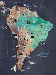 América del sur, también llamada sudamérica o suramérica, es el subcontinente austral de américa. Mapa De America Del Sur Mapa De America Del Sur Impresion De Arte De Mapa Ilustrado De America Latina Cartel D America Map Art South America Map America Map