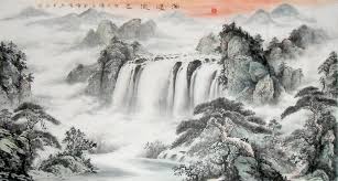 Big Waterfall Mountain Landscape Abstract Art Chinese Ink Brush Chinese Landscape Painting Chinese Painting Chinese Landscape