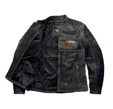 Mens Harley Davidson Classic Motorcycle Leather Jacket With Front And Back Print Harley Jacket Men Harley Leather Jackets Distressed Leather Jacket