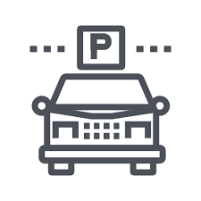 Foto über schablone eines behinderten symbols für einen parkplatz auf schwarzem asphalt. Gast Parken Kostenlos Symbol Von Hotel Icons Pack