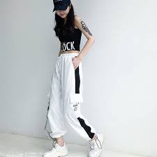 Black And White Cargo Pants Womens Sweatpants Women Cargo Pants Black White Letter Print Joggers Women Pants Korean Style Trousers Pantalon Fe In 2020 Pants For Women Cargo Pants Women Womens Sweatpants