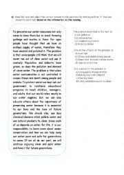Environment, pollution, pollutant, smog, acid rain, litter, natural resources conservation and recycling 3rd grade science pollution and conservation pollution and. Reading Comprehension Sheet About The Causes Effects And Solutions Of Water Pollution Esl Worksheet By Hebepuck