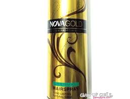 3 1/4 tall and 3 1/4 wide. Nova Gold Super Firm Hold Hair Spray Review