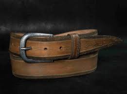 Light Brown Leather Belt With Dark Edges Ishaor