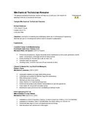 mechanical technician resume