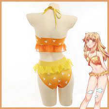 Demon Slayer Cos Swimsuit Agatsuma Zenitsu Cosplay Cute Bikini Split Lace  Swimwear Female Anime - Cosplay Costumes - AliExpress
