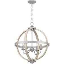 Progress Lighting Keowee 4 Light Galvanized Orb Chandelier With Antique White Wood Accents P400128 141 The Home Depot Orb Chandelier Wood Accents Orb Light Fixture