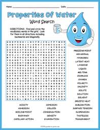 Water Vocabulary Structure And Properties Of Water Word Search Fun In 2020 Vocabulary Science Puzzles Free Printable Word Searches