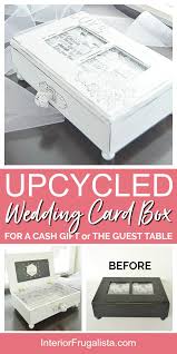 I used a rhinestone table number frame to display the cards sign. An Elegant Diy Wooden Wedding Card Box Interior Frugalista
