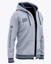 Download Full Zip Heather Hooded Sweatshirt Front Half Side View Of Hoodie In Apparel Mockups On Yellow Images Object Mockups