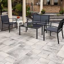 Walnew 4 Pieces Patio Furniture Outdoor Furniture Outdoor Patio Furniture Set Textilene Bistro Set Modern Conversation Set Black Bistro Set With Loveseat Tea Ta In 2020 Patio Patio Furniture Sets Outdoor