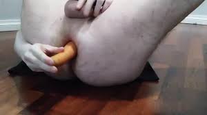Anal masturbation with a carrot, cum at the end