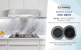 Cosmo Qb75 Hotte Sous Armoire Avec Boutons Poussoirs Filtres Permanents Lumieres Led Convertibles De Conduits A Sans Conduits Kit Non Inclus En Acier Inoxydable Amazon Ca Maison Et Cuisine