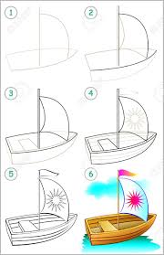 Seite Zeigen Wie Man Schritt Fur Schritt Lernt Um Ein Boot Zu Zeichnen Entwicklung Der Fahigkeiten Der Kinder Zum Zeichnen Und Farben Vektorbild Lizenzfrei Nutzbare Vektorgrafiken Clip Arts Illustrationen Image 79892074