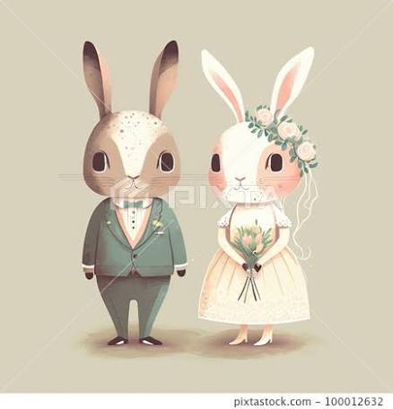 Bunny rabbits bride and groom. Lovely wedding... - Stock Illustration [100012632] - PIXTA