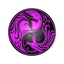 Black And Purple Dragon Tattoo Yin Yang Dragons Purple And Black Classic Round Sticker Zazzle Com Metal Art Prints Small Dragon Tattoos Asian Dragon