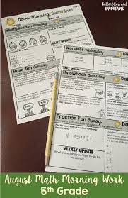 Math Morning Work For 5th Grade August Good Morning Sunshine Multiplication Monday Base Te Math Morning Work Math For Middle School Elementary School Math