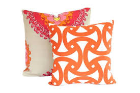 A pintuck duvet cover set so you can enjoy a minimalist backdrop for all your throw pillows without opting for a plain, untextured cover. Set Of Two Trina Turk Orange Pink Pillow