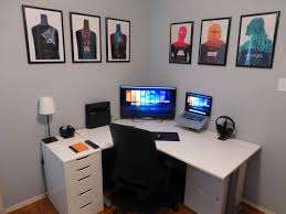 Beautiful White Modern Stained L Shaped Corner Desk Ikea Come With White Stained Cabinet Desk And Black Contempo Ikea Corner Desk White Corner Desk Ikea Design
