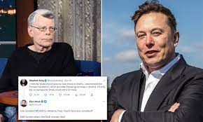 Elon Musk slams Stephen King after author blasted Twitter owner for donating his blue check mark | Daily Mail Online