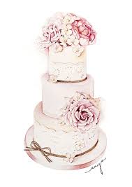 Roses Wedding Cake For Cake Emporium From Kirsty Wirsty Uk Wedding Cake Illustrations Wedding Cake Art Cake Illustration