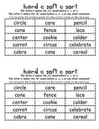 Hard C Soft C Sort Freebie First Grade Phonics Phonics G Words