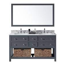 Belmont décor bathroom vanities combine classic and modern styles to create a timeless masterpiece. 60 Double Bathroom Vanity With Carrara Marble Top Baskets Mirror Overstock 22466209