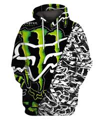Monster Energy And Fox Racing Logo Full Printing Shirt Maria Hoodie Print Fox Racing Logo Fox Racing Clothing