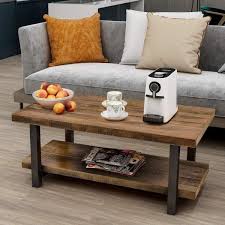 Harper Bright Designs Brown Wood Metal Rectangle Coffee Table Wf188187daa The Home Depot In 2020 Coffee Table Rectangle Coffee Table Wood Coffee Table