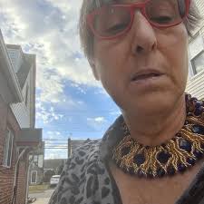 90s HUGE faceted glass chain bib necklace