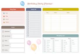 Birthday Party Planner Free Birthday Party Planner Templates